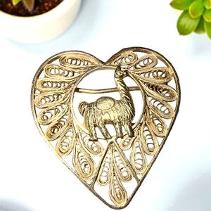 Peruvian Artisan Filigree Llama Brooch In Sterling Silver